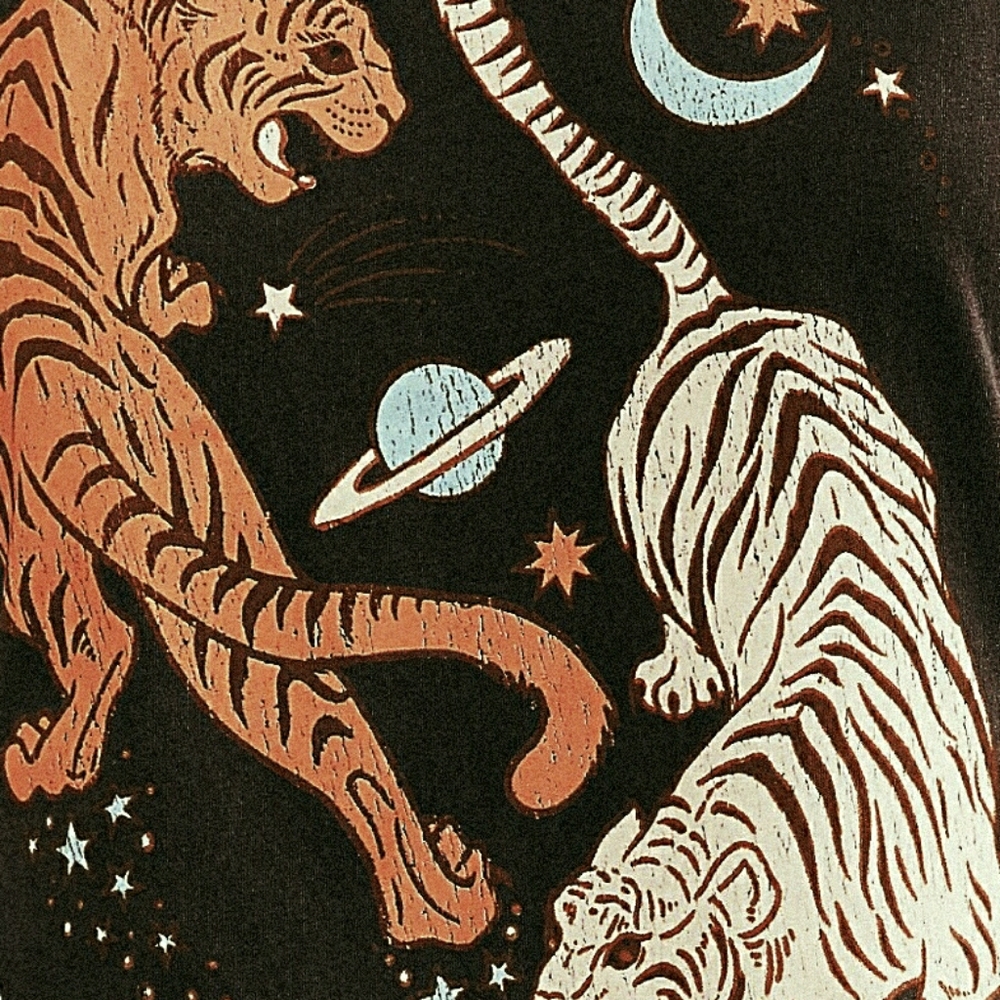NFS Free People Graphic Circling Tigers Tee Shirt